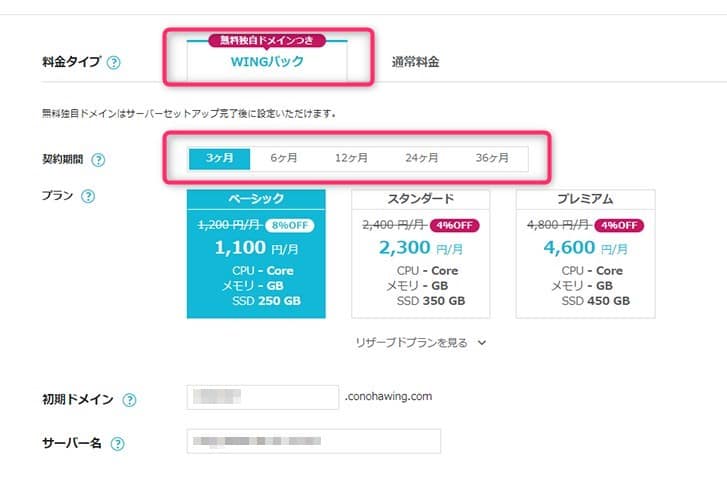 コノハウィング：プラン選定
