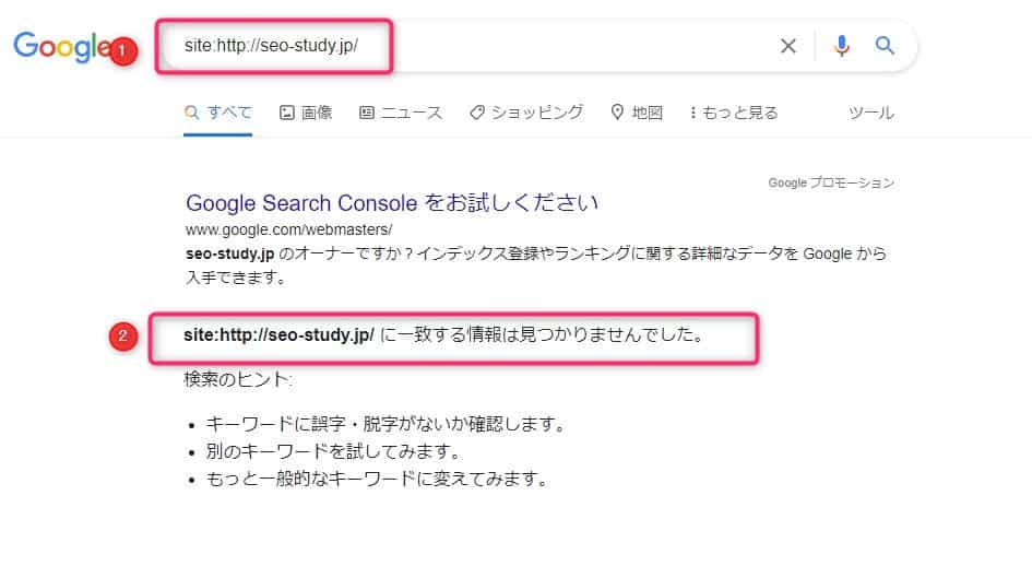 Googleインデックスの確認