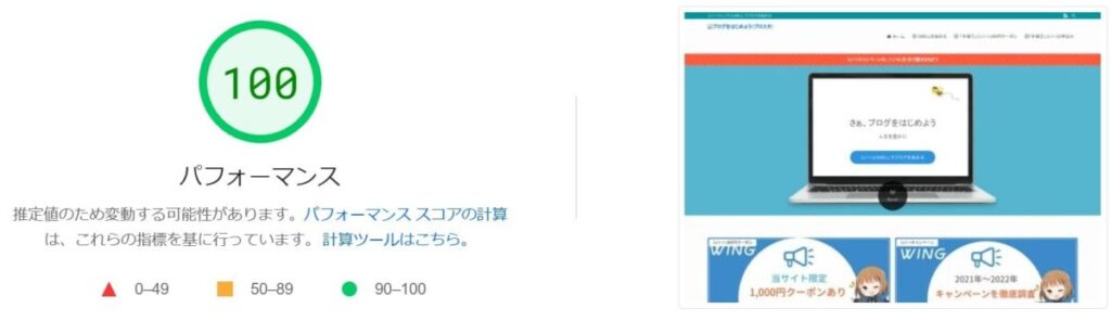 SWELLページスピード100点