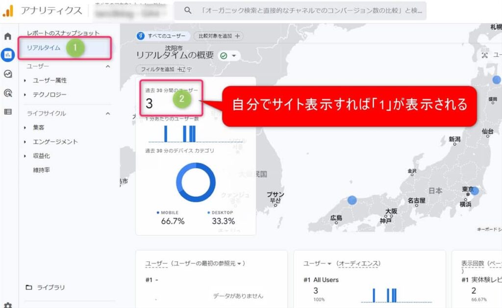 Googleアナリティクス4（リアルタイム）